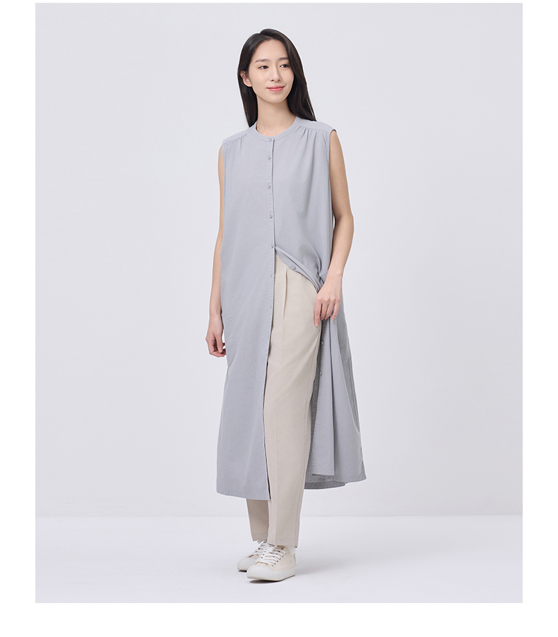 ジレ ノースリーブロングシャツワンピース