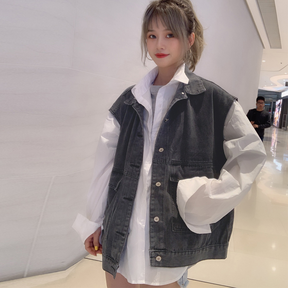 デニムジレ レディース 袖なしベスト 韓国風