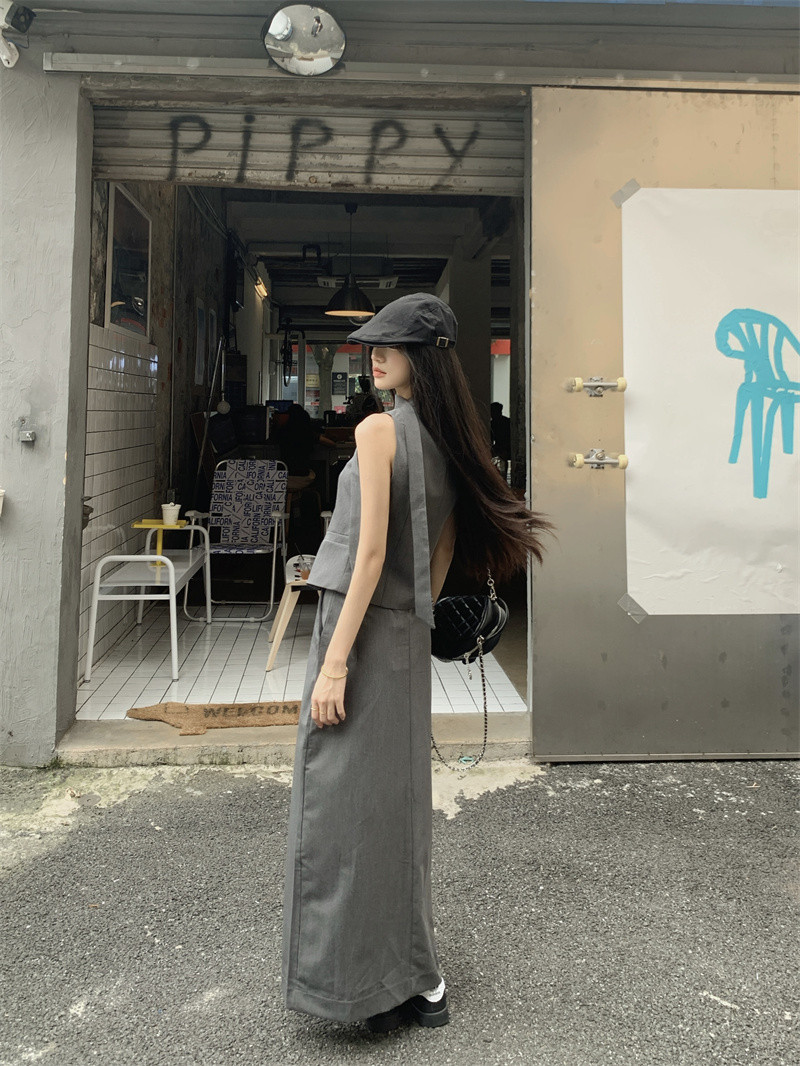 ジレ 洗練スタイル ロングスカートセット