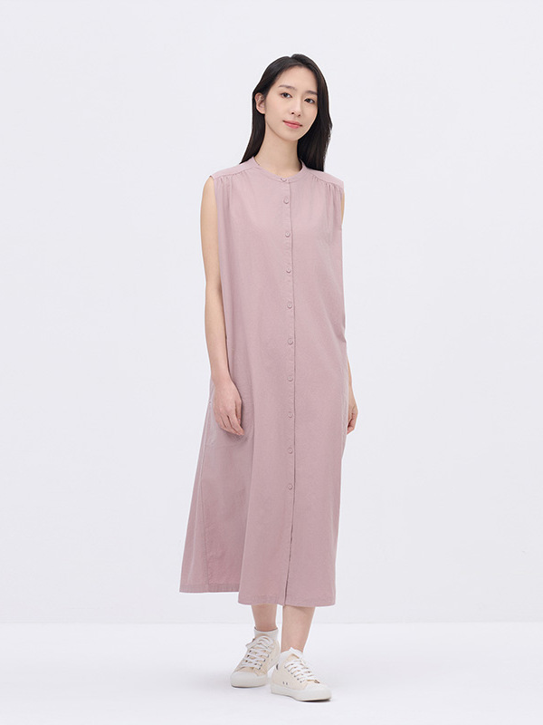 ジレ ノースリーブロングシャツワンピース