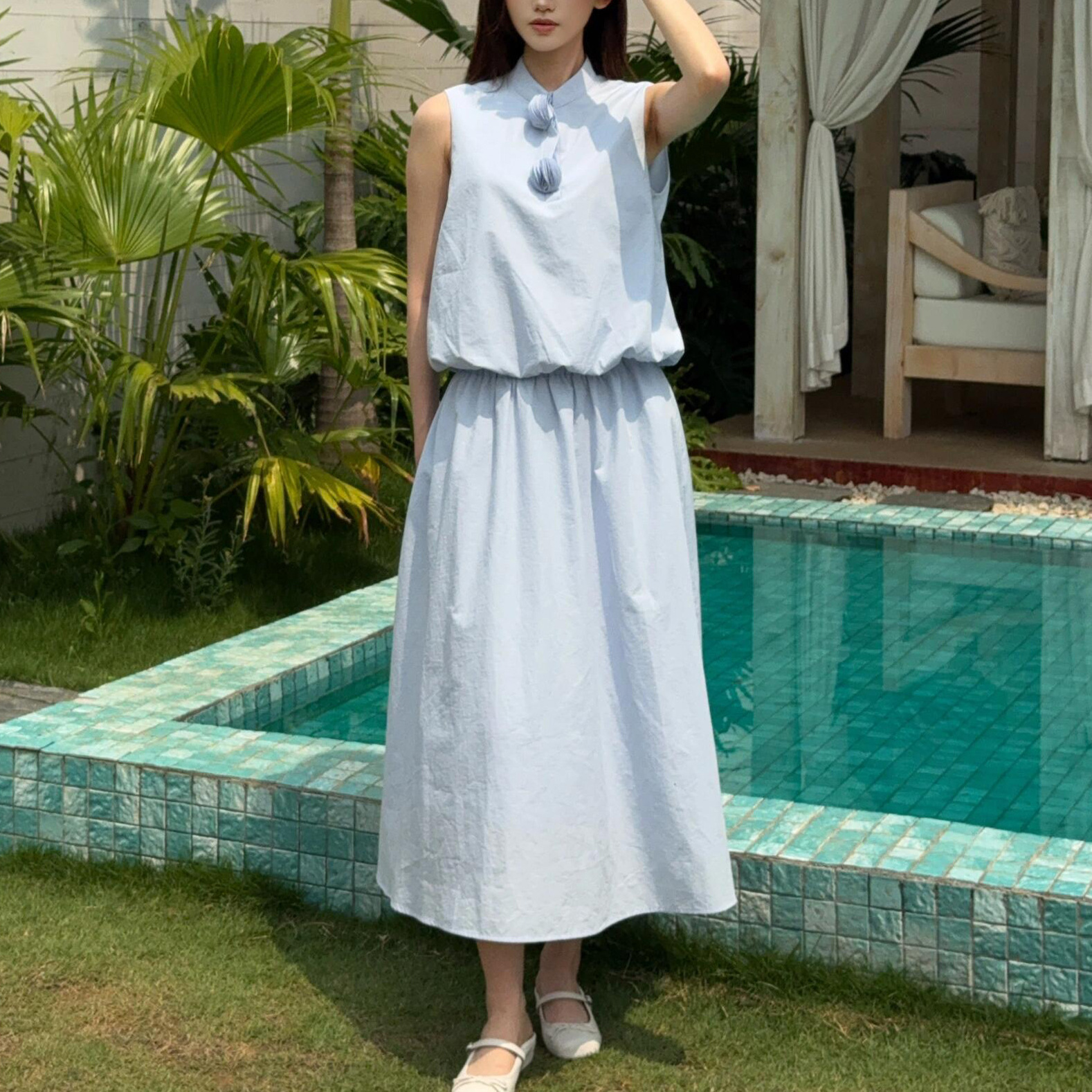 ジレ 優美立体飾りノースリーブジレセット
