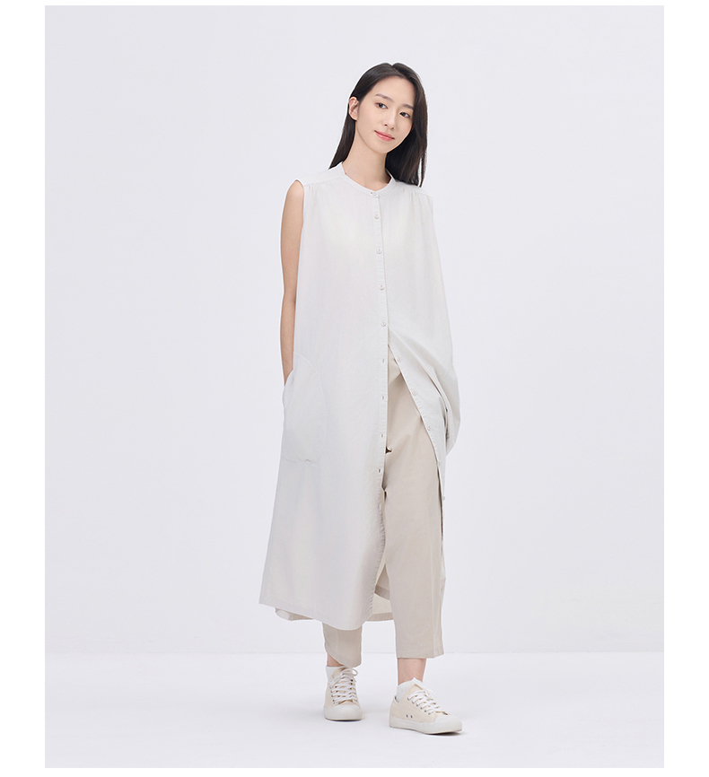 ジレ ノースリーブロングシャツワンピース