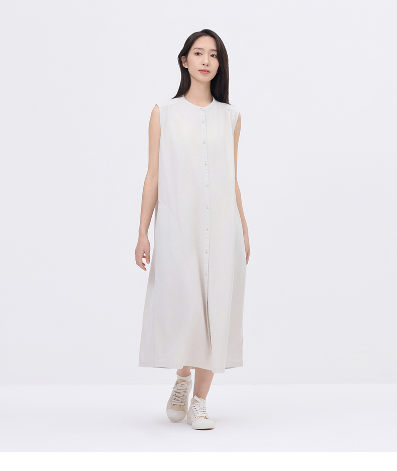 ジレ ノースリーブロングシャツワンピース