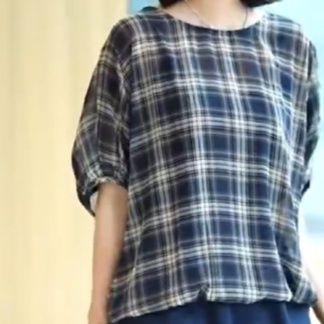 ギンガム チェック 優雅な格子柄ゆったりプルオーバー