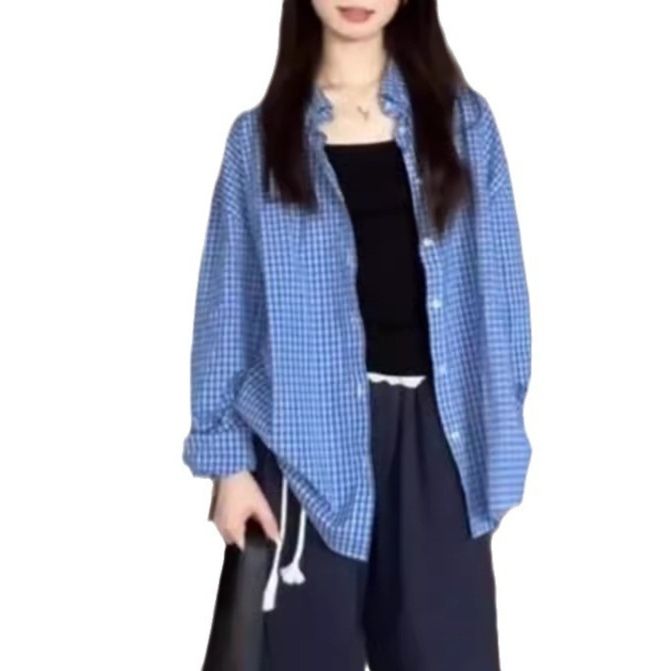 ギンガム チェック ゆったりシルエット格子柄ブラウス