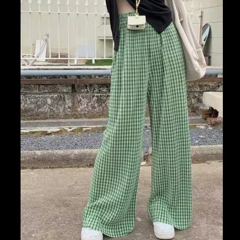 ギンガム チェック 爽やかワイドシルエットパンツ