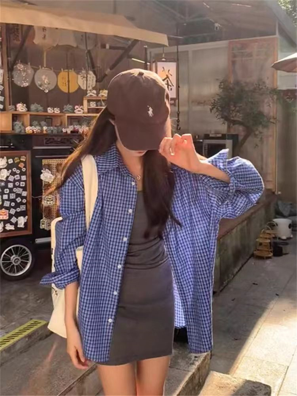 ギンガム チェック ゆったりシルエット格子柄ブラウス