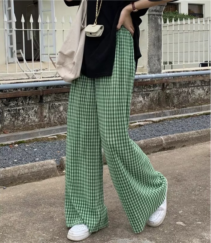 ギンガム チェック 爽やかワイドシルエットパンツ
