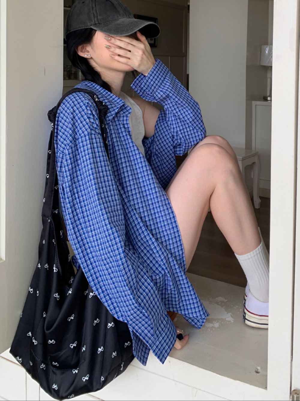 ギンガム チェック ゆったりシルエット格子柄ブラウス