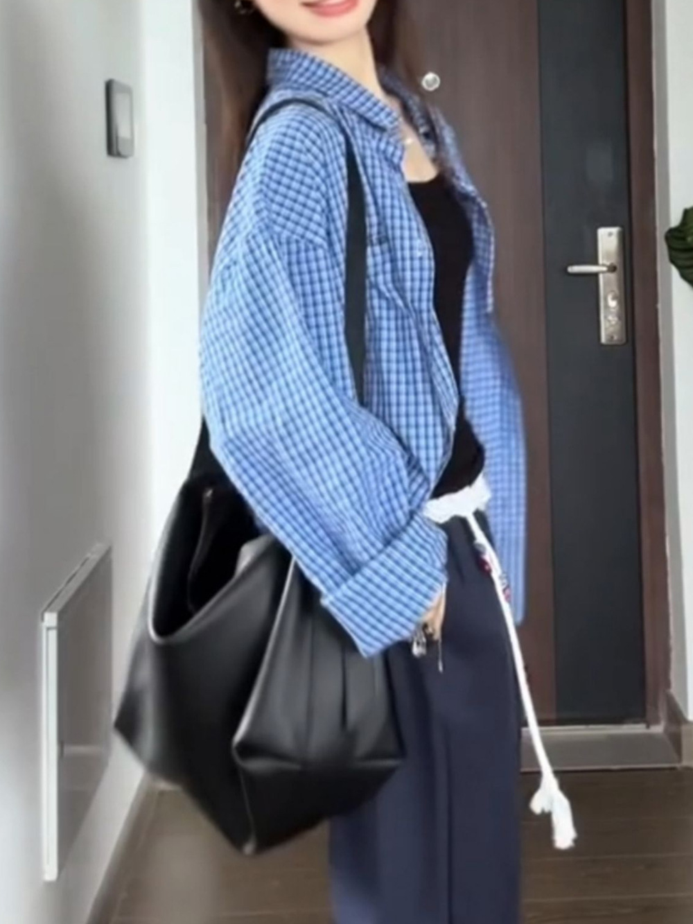 ギンガム チェック ゆったりシルエット格子柄ブラウス