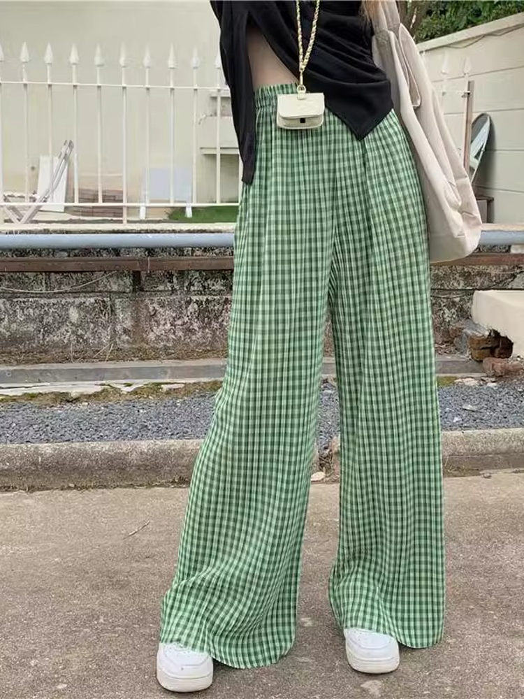 ギンガム チェック 爽やかワイドシルエットパンツ