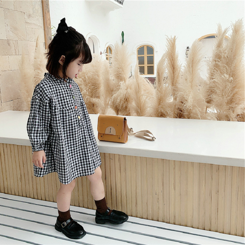 ギンガム チェック 女の子 ギンガムチェック柄 襟フリル ワンピース 子供服