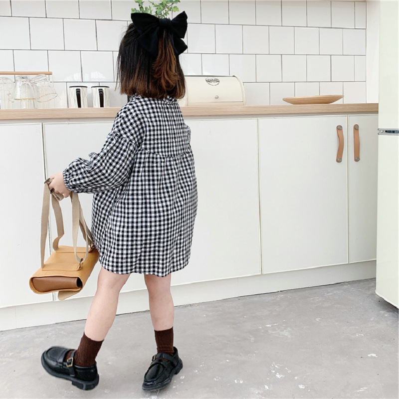 ギンガム チェック 女の子 ギンガムチェック柄 襟フリル ワンピース 子供服