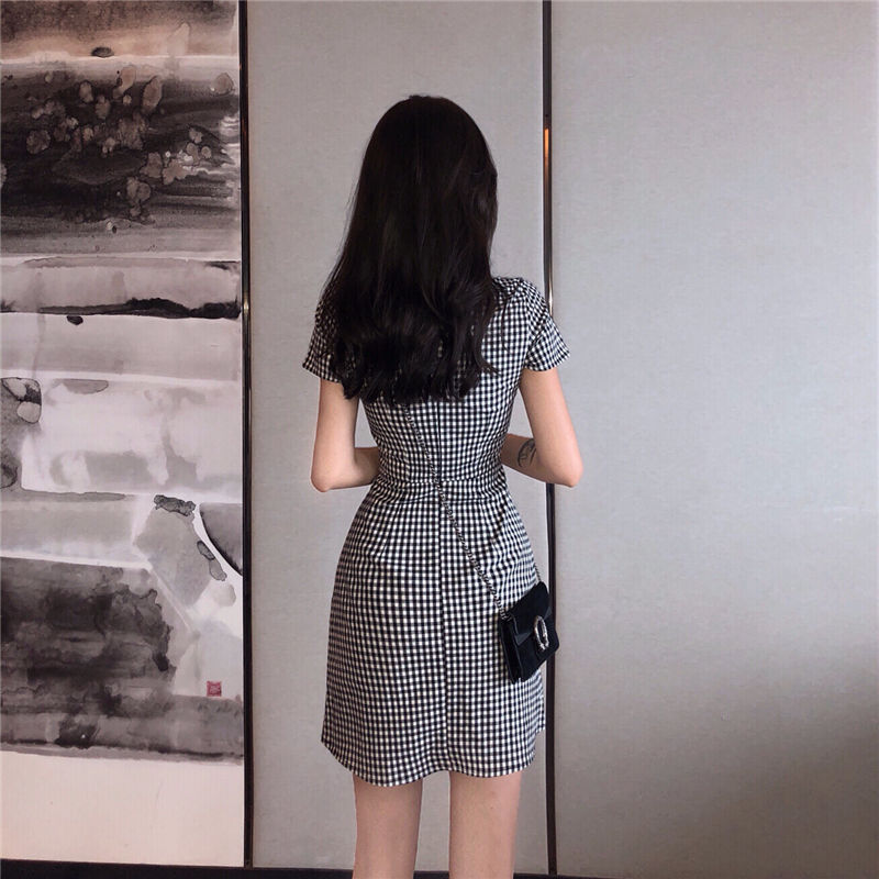 ギンガム チェック 格子柄フレア美シルエットワンピース