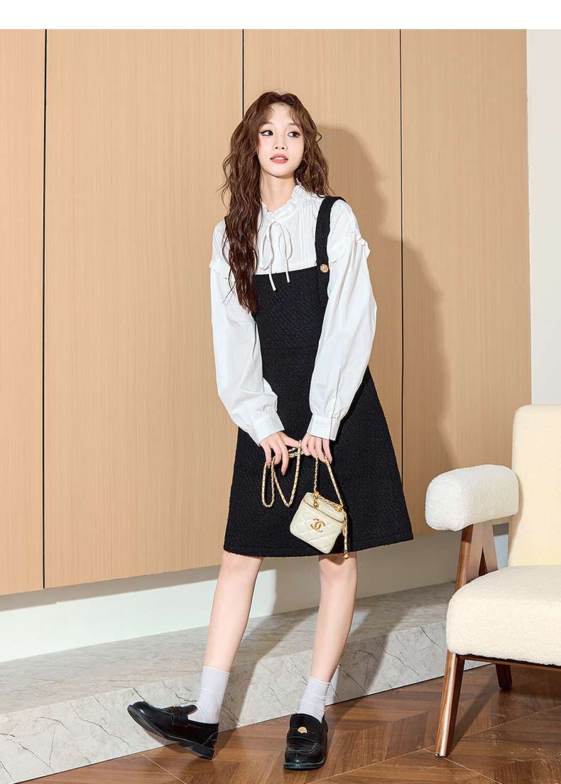 大人かわいい服 大人可愛い重ね着風ジャンパースカート