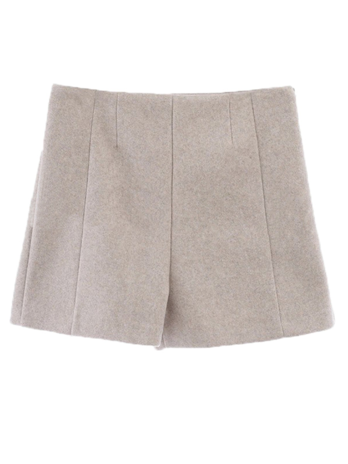 大人かわいい服 上品なウール混センタープレスショートパンツ