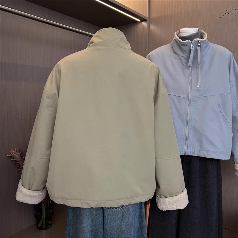 大人かわいい服 裏ボア中綿ジャケット ショート丈防寒アウター