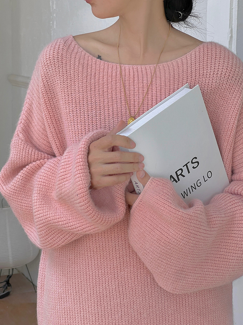 大人かわいい服 ゆったり編地のニットワンピース