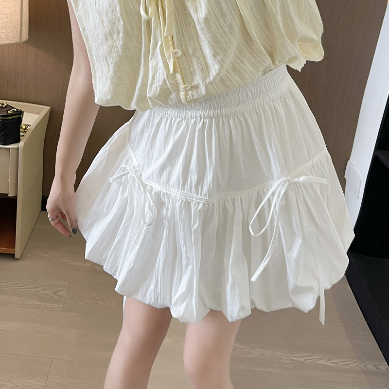 大人かわいい服 リボン付きティアードミニスカート