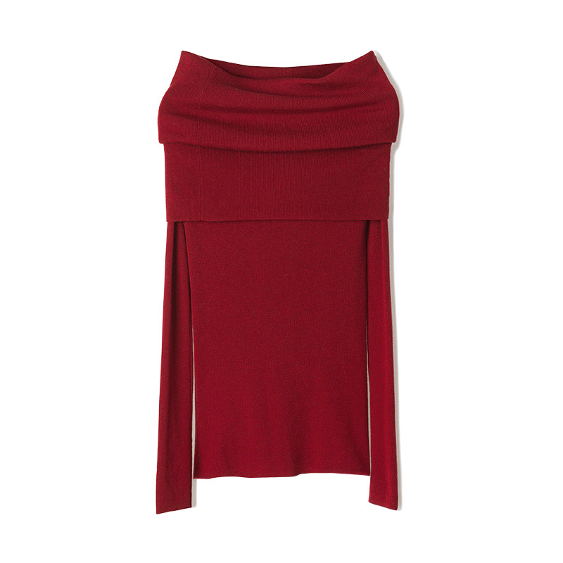 大人かわいい服 オフショルダーリブニットプルオーバー