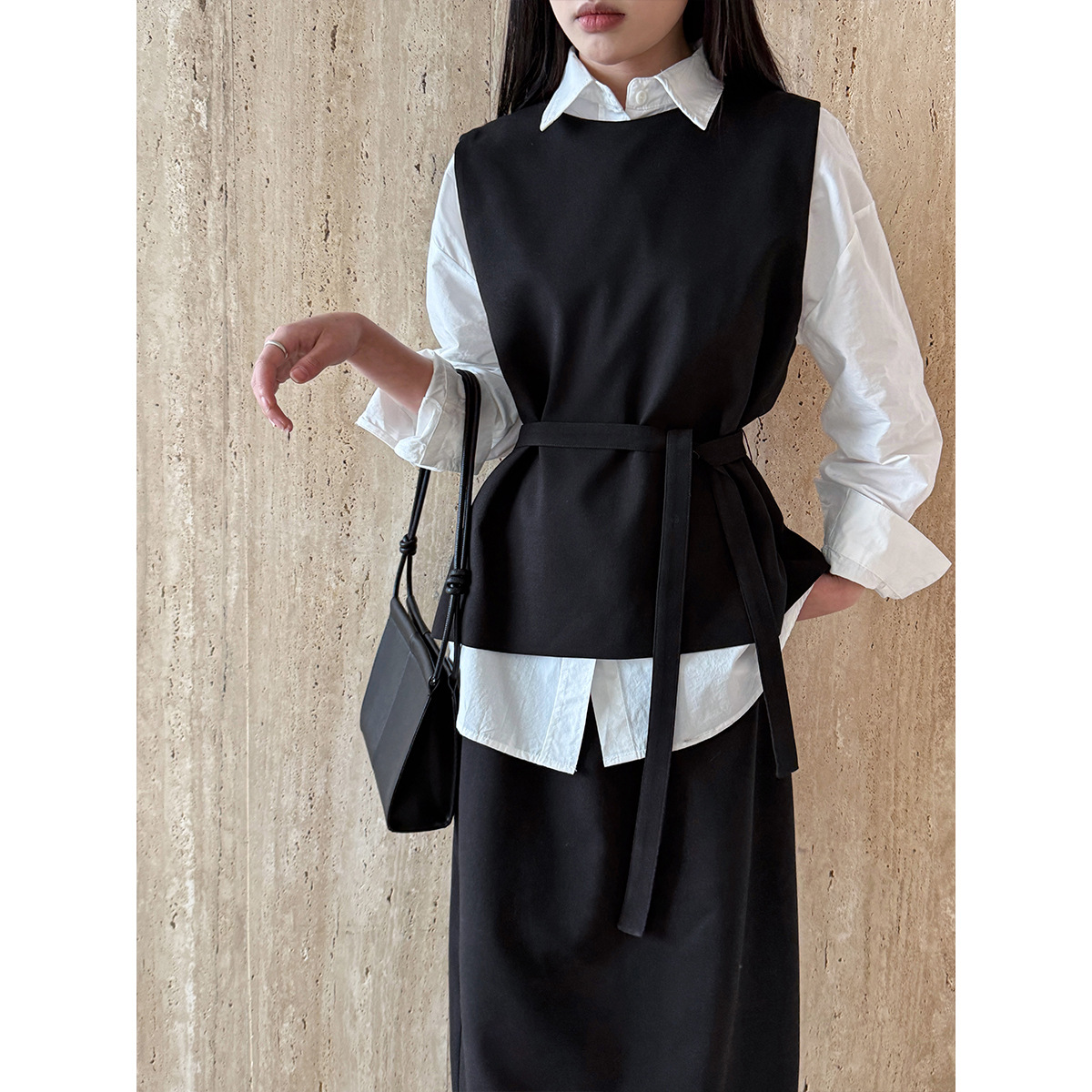 大人かわいい服 レイヤードベスト風スタイリッシュセット
