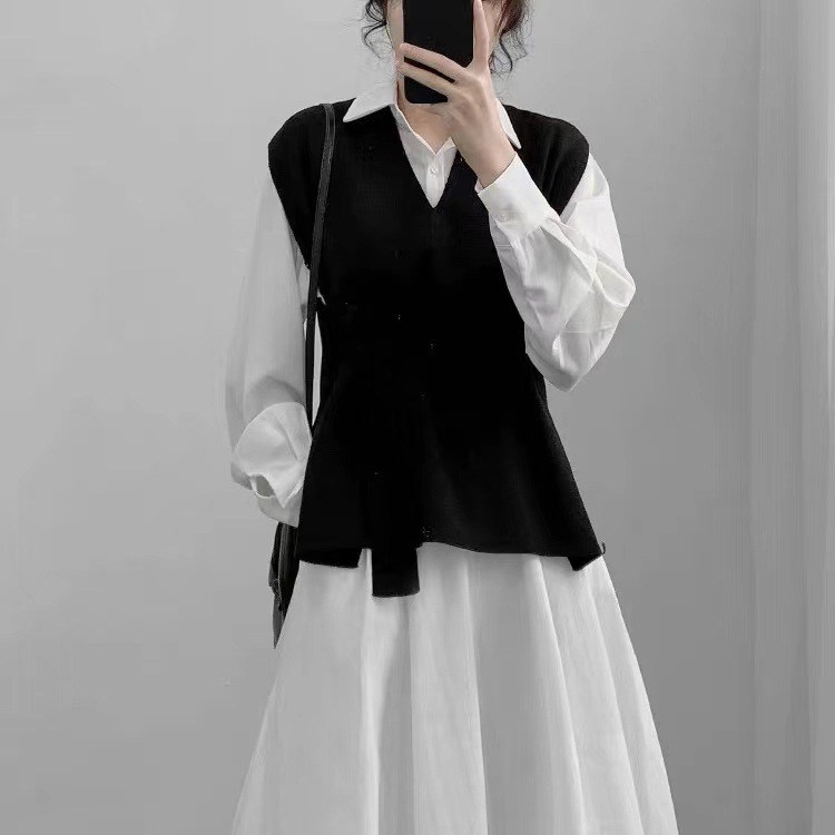 大人かわいい服 秋冬新作ウエストリボンニットベスト上品レディース