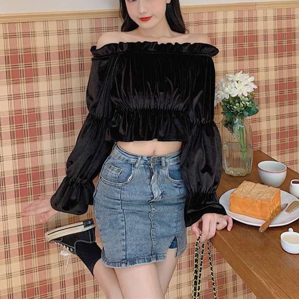 大人かわいい服 フリルオフショルダーブラウス