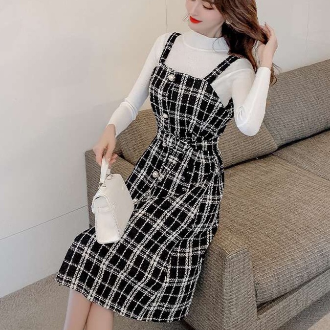 大人かわいい服 レトロモダン チェック柄ワンピース