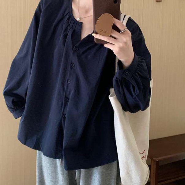 大人かわいい服 ゆるふわギャザーブラウス