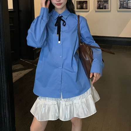 大人かわいい服 清楚系リボンブラウスセット