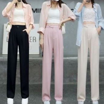 大人かわいい服 ハイウエストストレートワイドパンツ