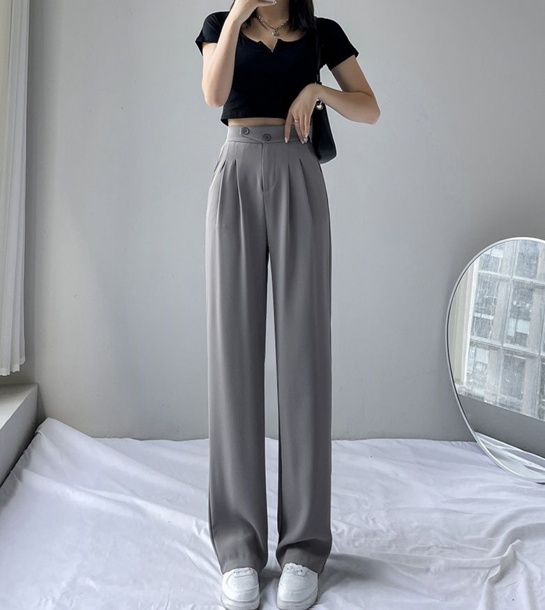 大人かわいい服 ハイウエストストレートワイドパンツ