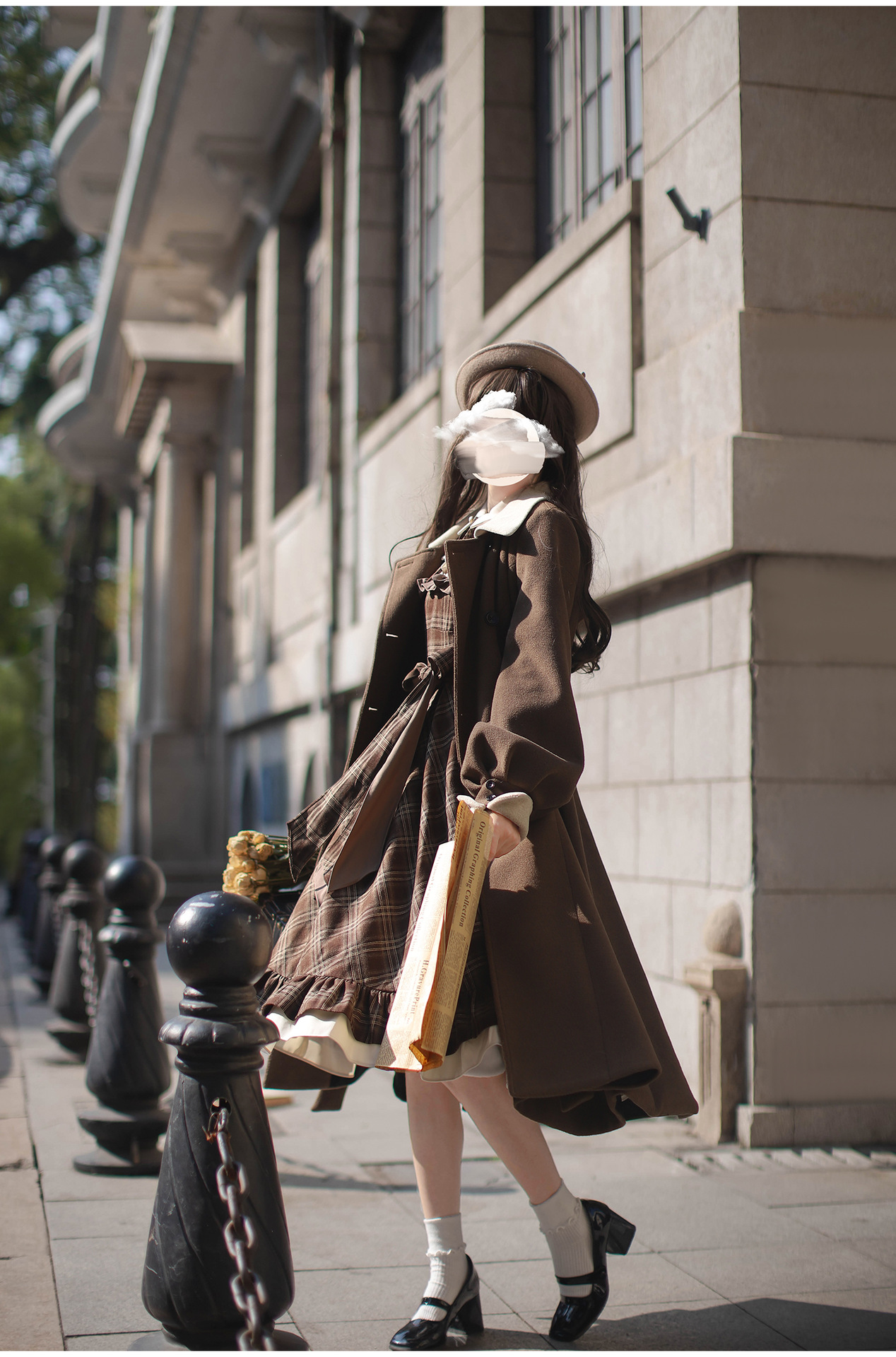大人かわいい服 レトロクラシックチェック フリルワンピース