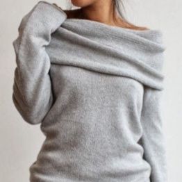 大人かわいい服 肩見せオフショルダーニットプルオーバー