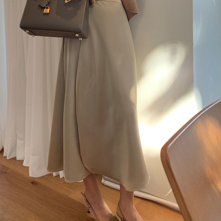 大人かわいい服 デザインレイヤード風ロングスカート