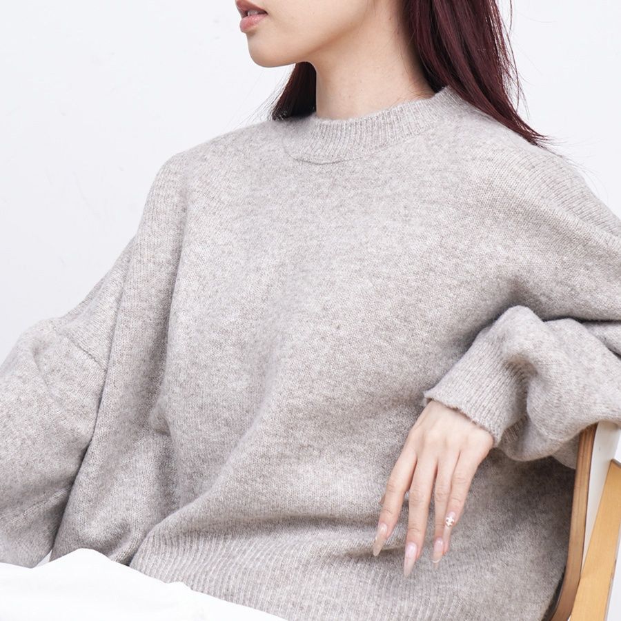 大人かわいい服 ゆったりコクーン編みニット秋冬長袖 トップス