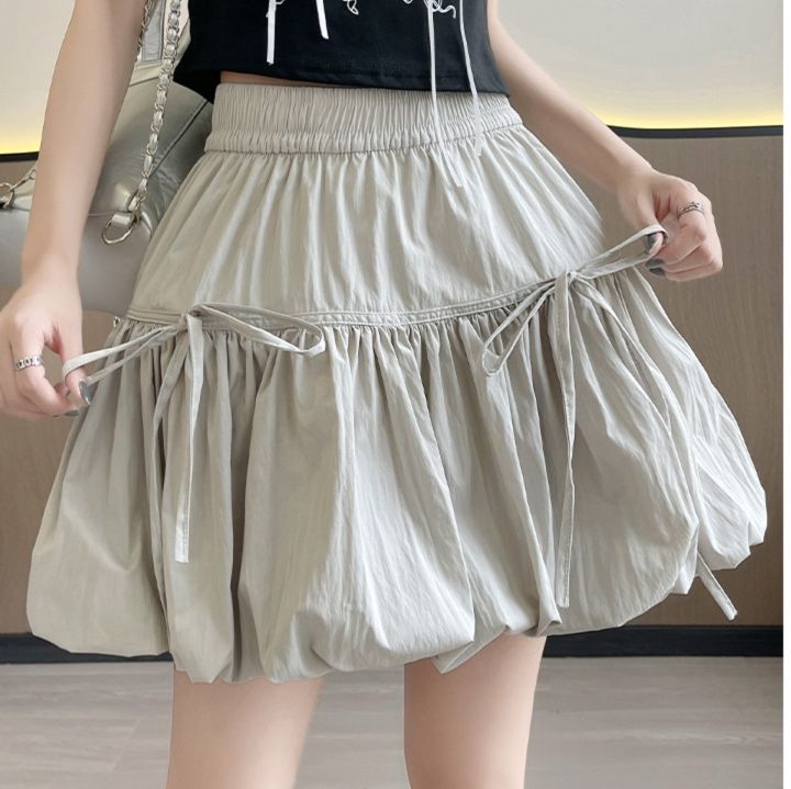 大人かわいい服 リボン付きティアードミニスカート