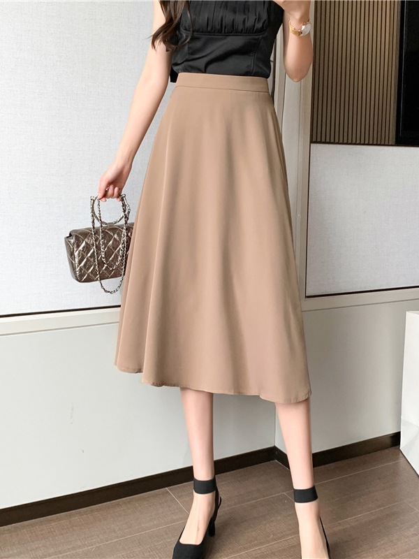 大人かわいい服 ハイウエストフレアミディスカート