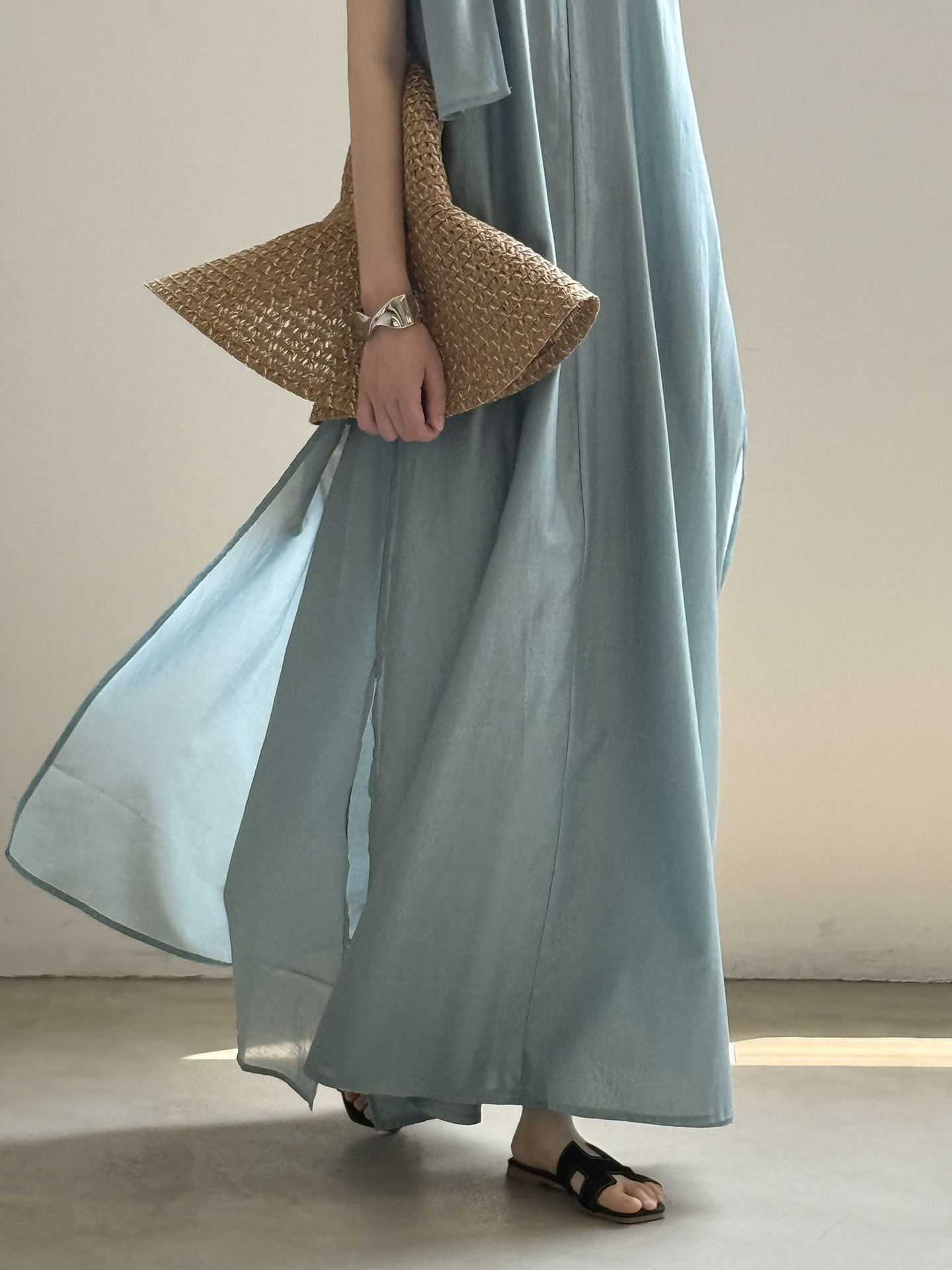 大人かわいい服 風薫る優雅なリボンマキシワンピース