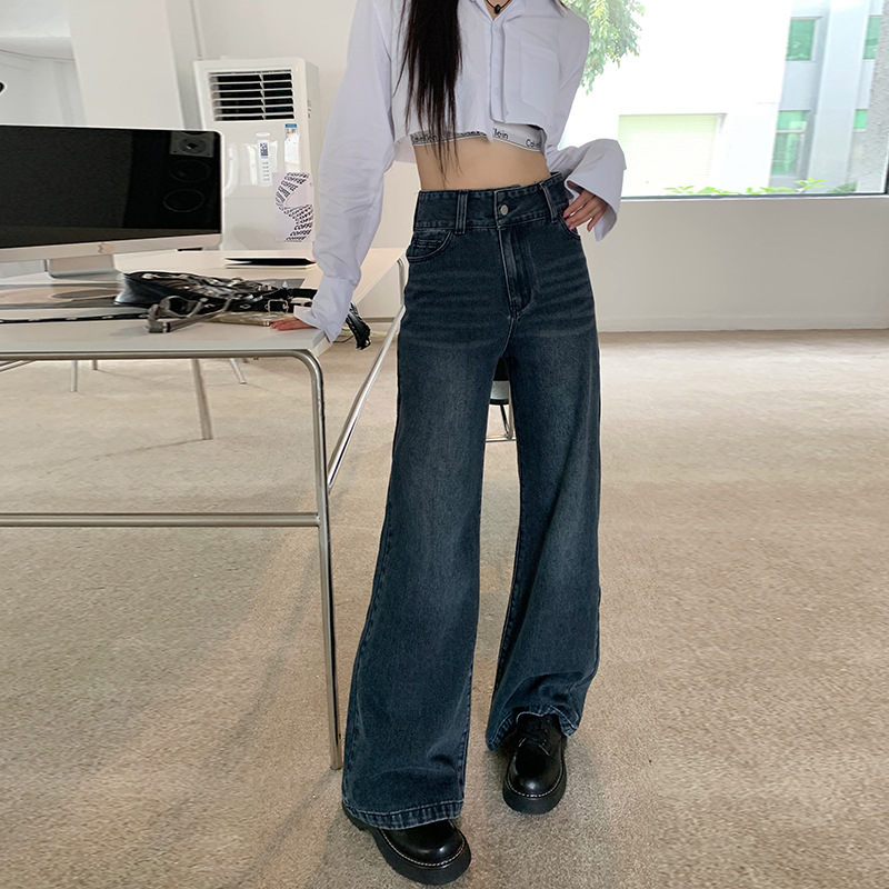大人かわいい服 ハイウエストワイドデニムパンツ