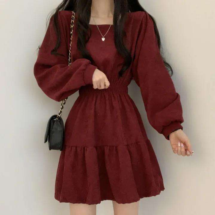 大人かわいい服 ボリューム袖 ティアード ギャザーワンピース