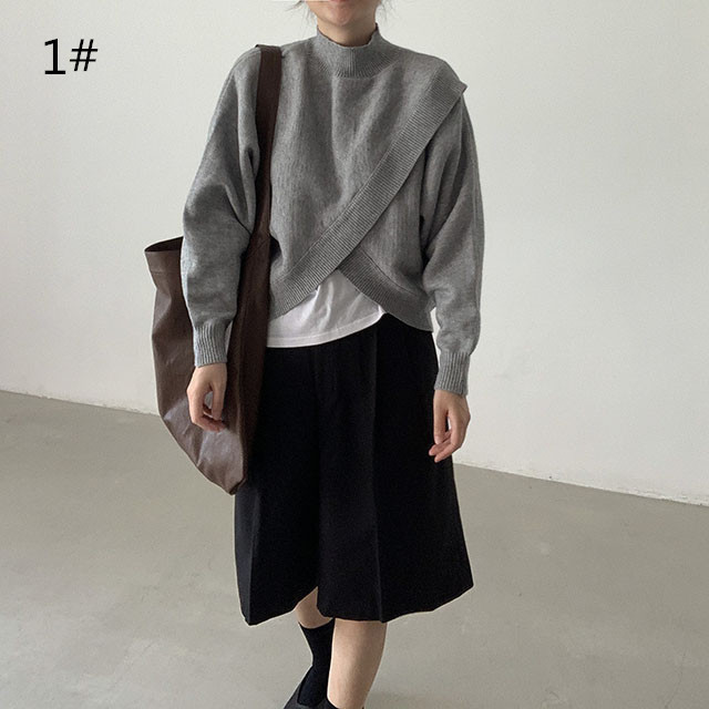 大人かわいい服 秋冬新作 混紡ニット モックネック セーター 大人可愛い