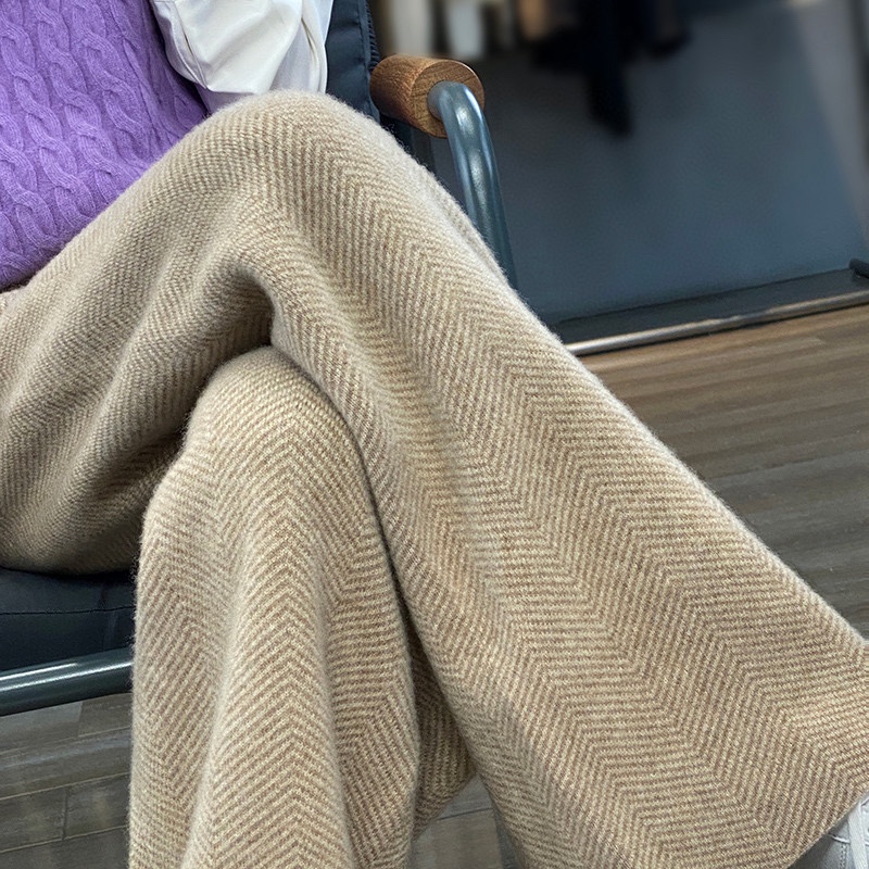 大人かわいい服 ウェストリボンニットワイドパンツ