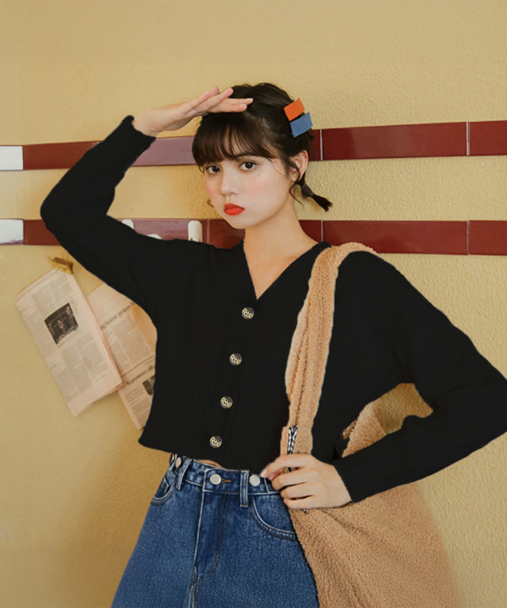 大人かわいい服 プリーツ裾ショート丈ニットカーディガン