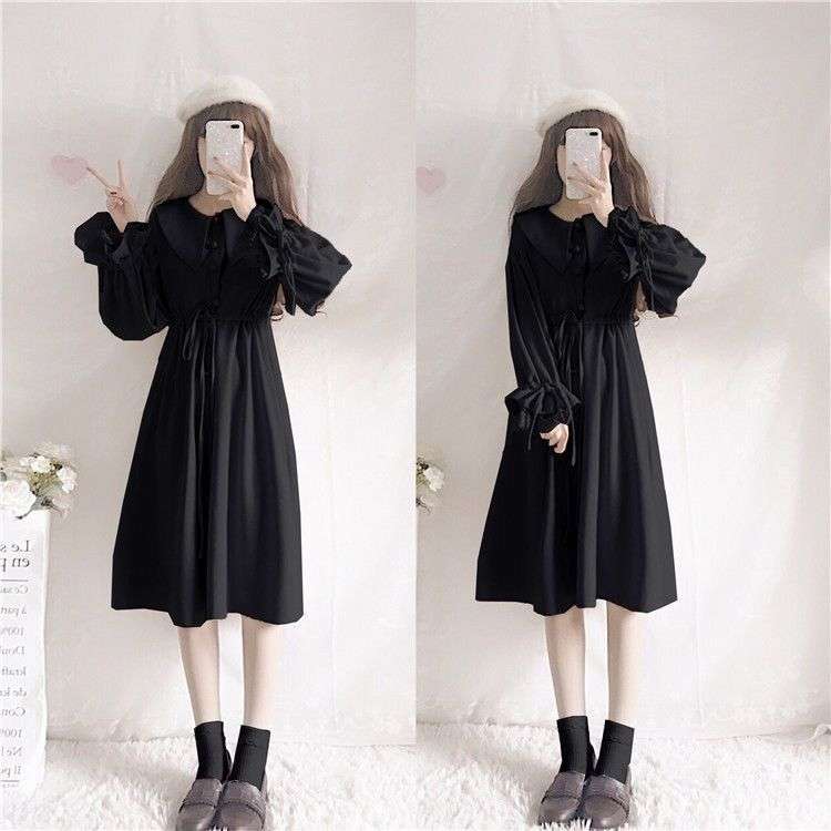 大人かわいい服 セーラー襟ケープ風ワンピース