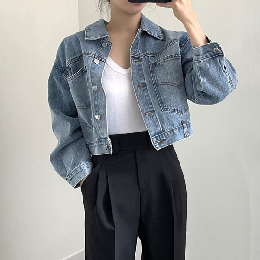 大人かわいい服 ショート丈デニムジャケット