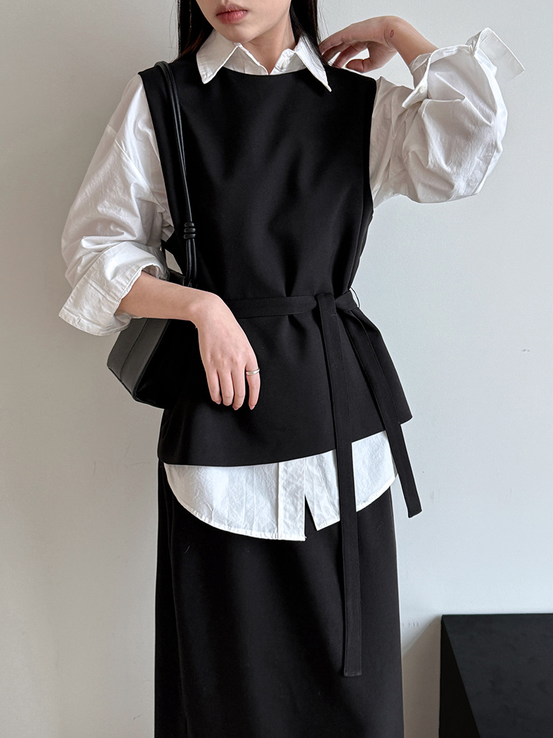 大人かわいい服 レイヤードベスト風スタイリッシュセット