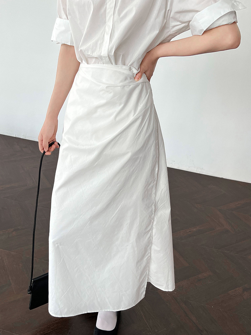 大人かわいい服 シャツ風ラップロングワンピース