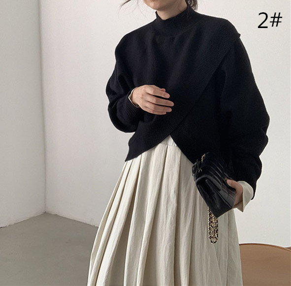 大人かわいい服 秋冬新作 混紡ニット モックネック セーター 大人可愛い