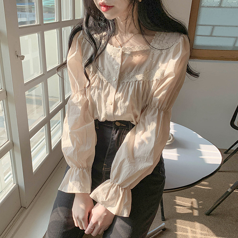 大人かわいい服 大人かわいい服 レース襟ふんわり袖ブラウス